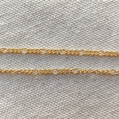 GoldFi 18k Gold Filled 2mm Rounded 3x1 Figaro Anklet