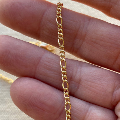 GoldFi 18k Gold Filled 2mm Rounded 3x1 Figaro Anklet