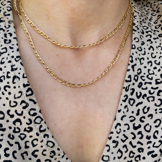 18k Gold Filled 3.5mm Figaro Mariner "Figarucci" Chain Sizes 16", 18"