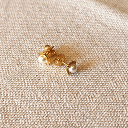 GoldFi 18k Gold Filled 4mm Simulated Pearl Stud