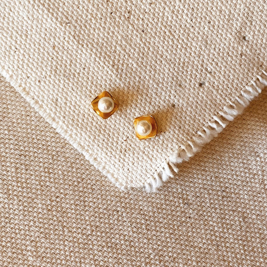 GoldFi 18k Gold Filled 4mm Simulated Pearl Stud
