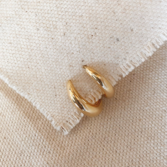 GoldFi 18k Gold Filled Artisan Style Clicker Hoop Earrings