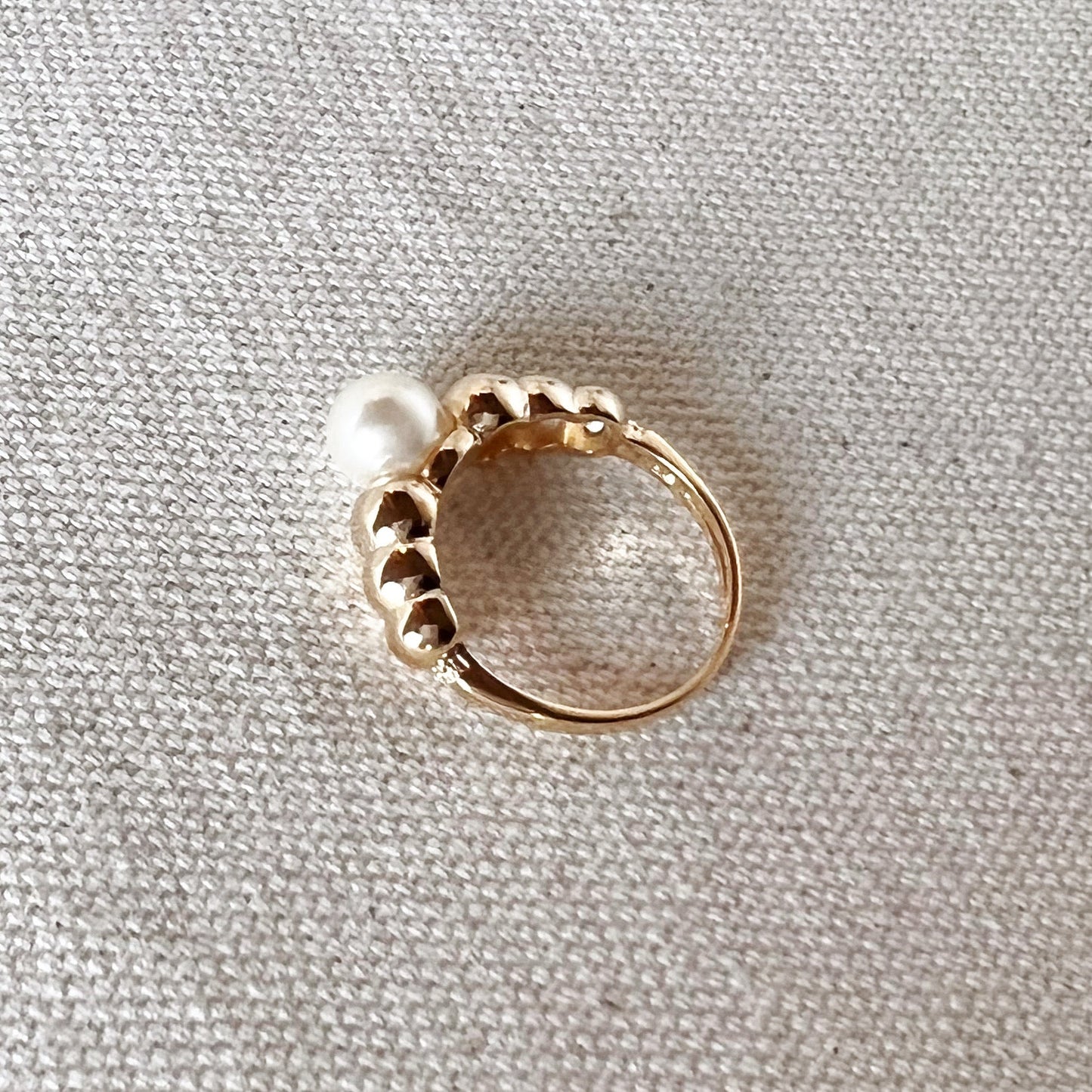 GoldFi 18k Gold Filled Beads and Pearl Ring