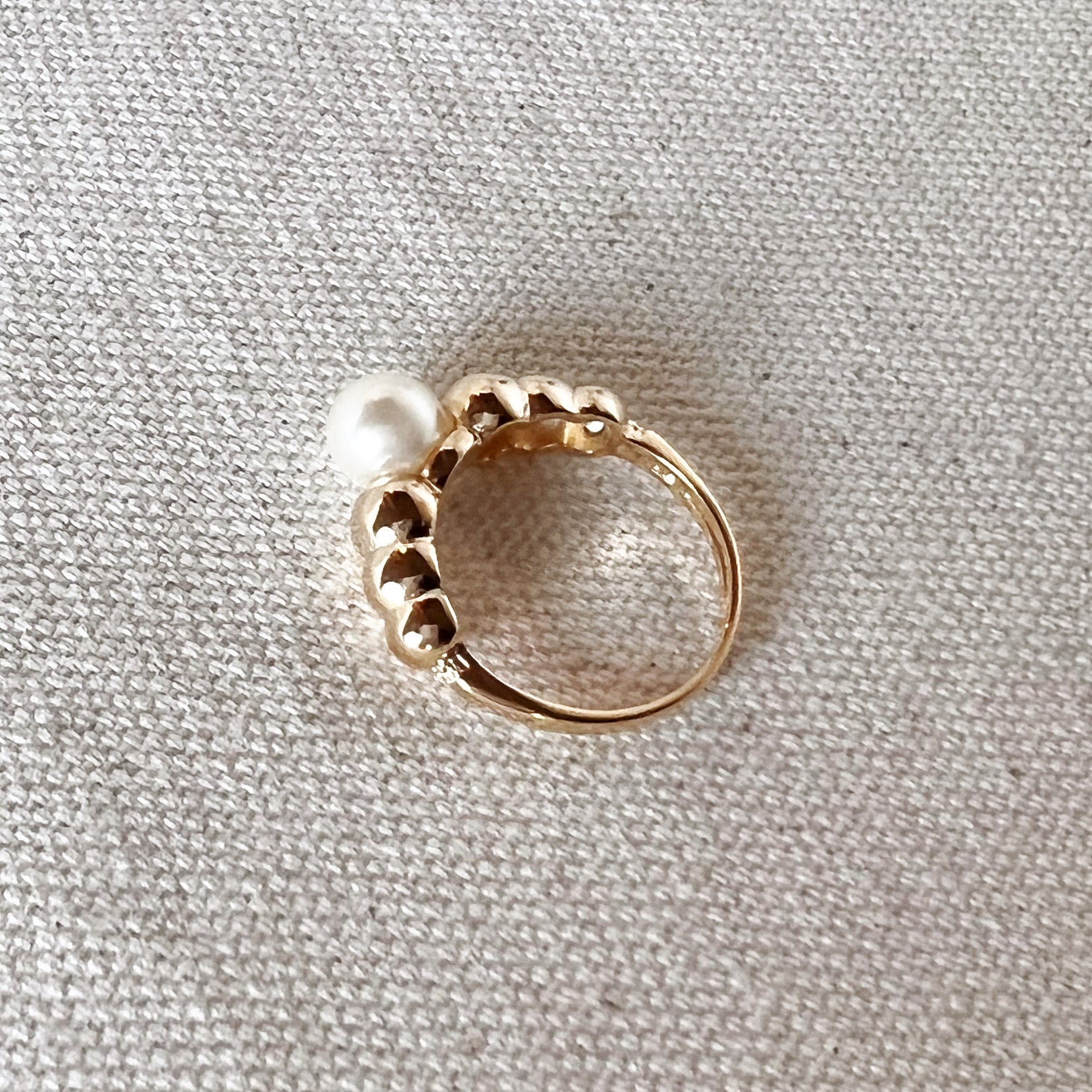 GoldFi 18k Gold Filled Beads and Pearl Ring