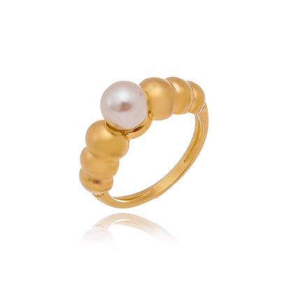 GoldFi 18k Gold Filled Beads and Pearl Ring