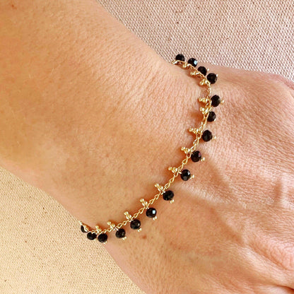 GoldFi 18k Gold Filled Black Beaded Bracelet