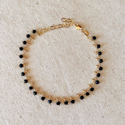 GoldFi 18k Gold Filled Black Beaded Bracelet