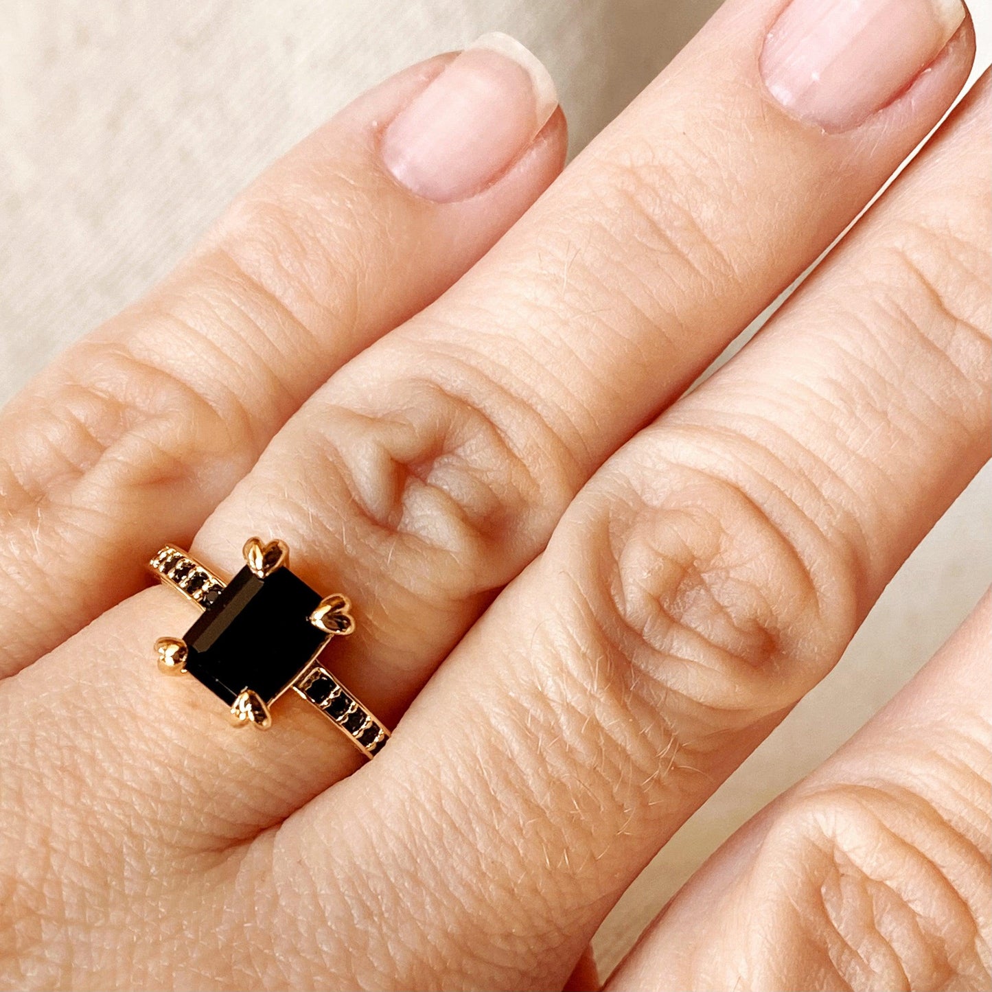GoldFi 18k Gold Filled Black Solitaire Ring