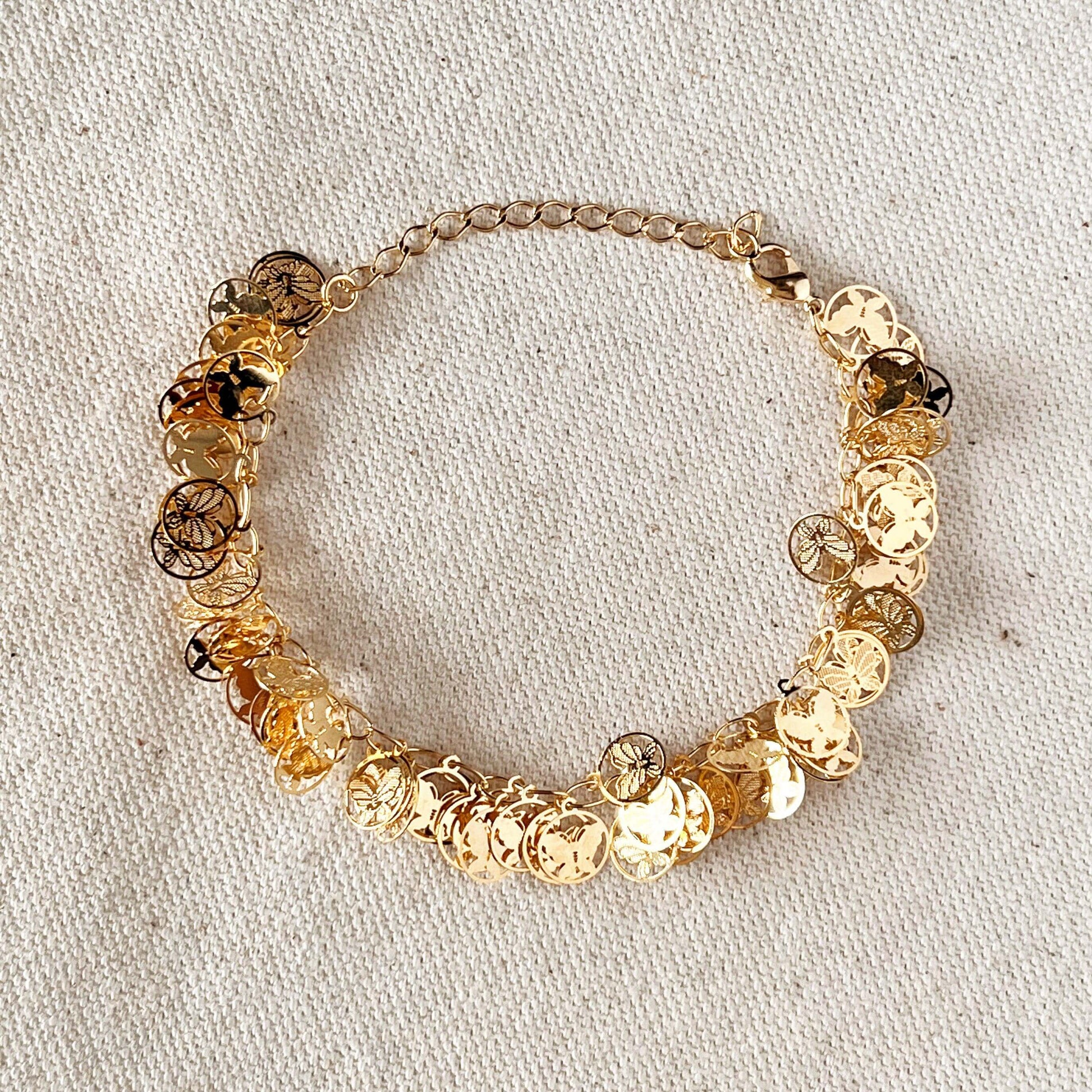 GoldFi 18k Gold Filled Butterfly Bracelet,