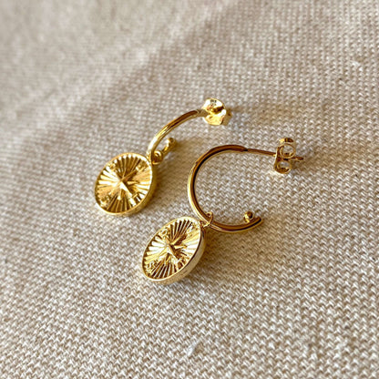 GoldFi 18k Gold Filled C Hoops With Dainty Compass Charm