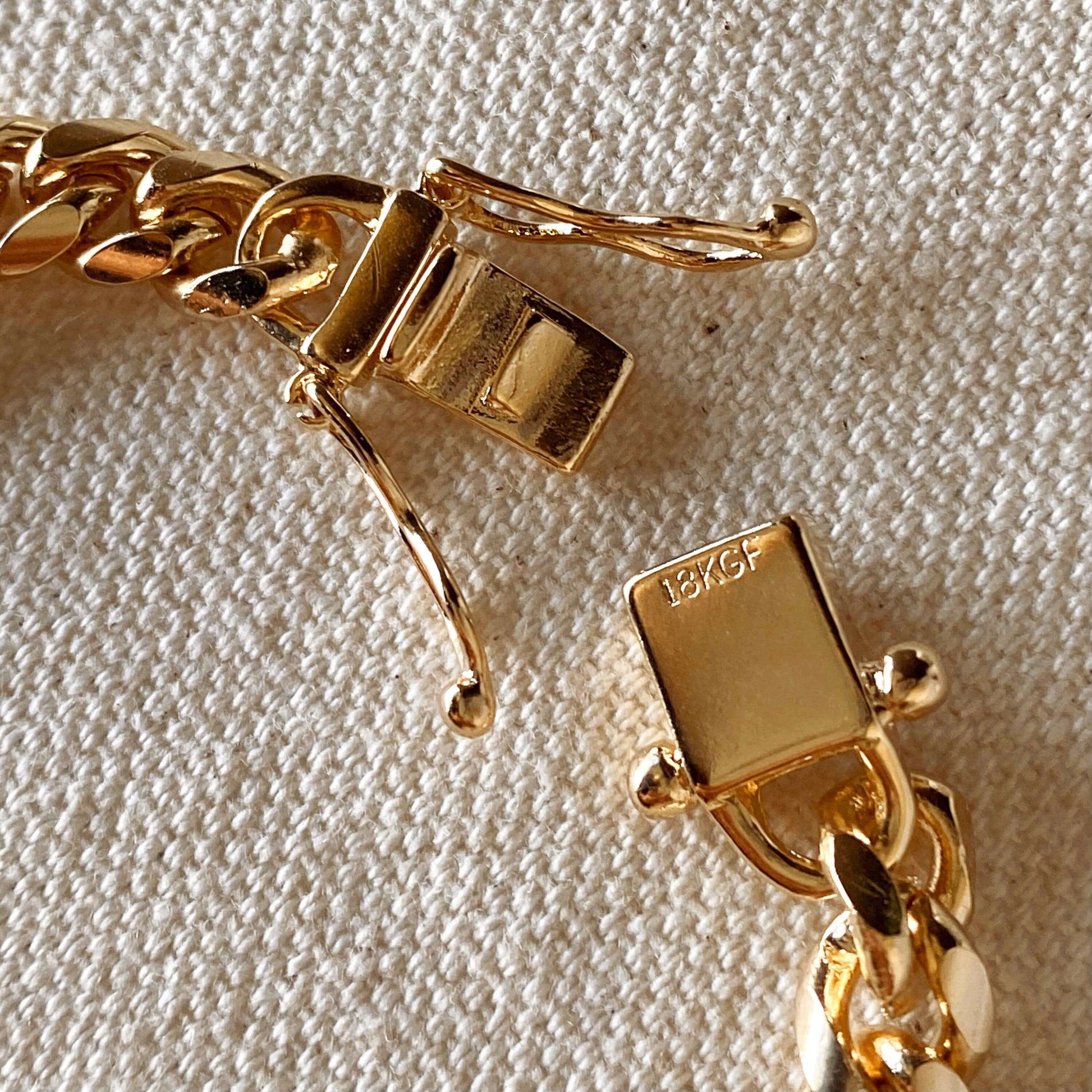 GoldFi 18k Gold Filled Chunky Cuban Bracelet Featuring Box Lock Clasp