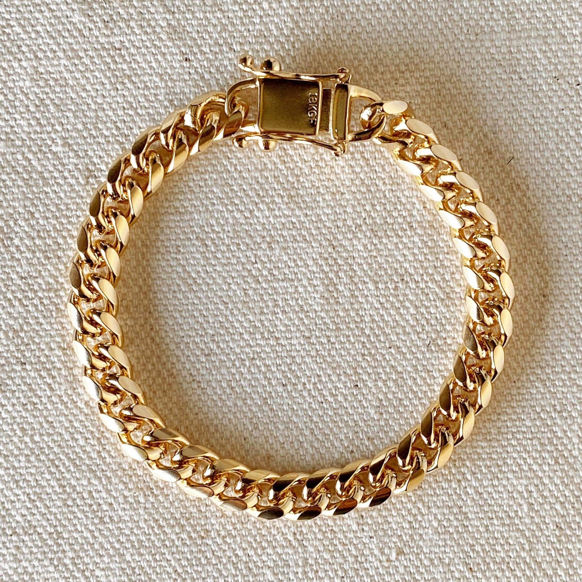 GoldFi 18k Gold Filled Chunky Cuban Bracelet Featuring Box Lock Clasp