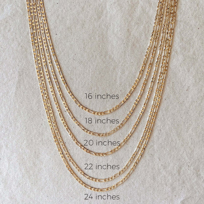 GoldFi 18k Gold Filled Classic Figaro Chain Necklace