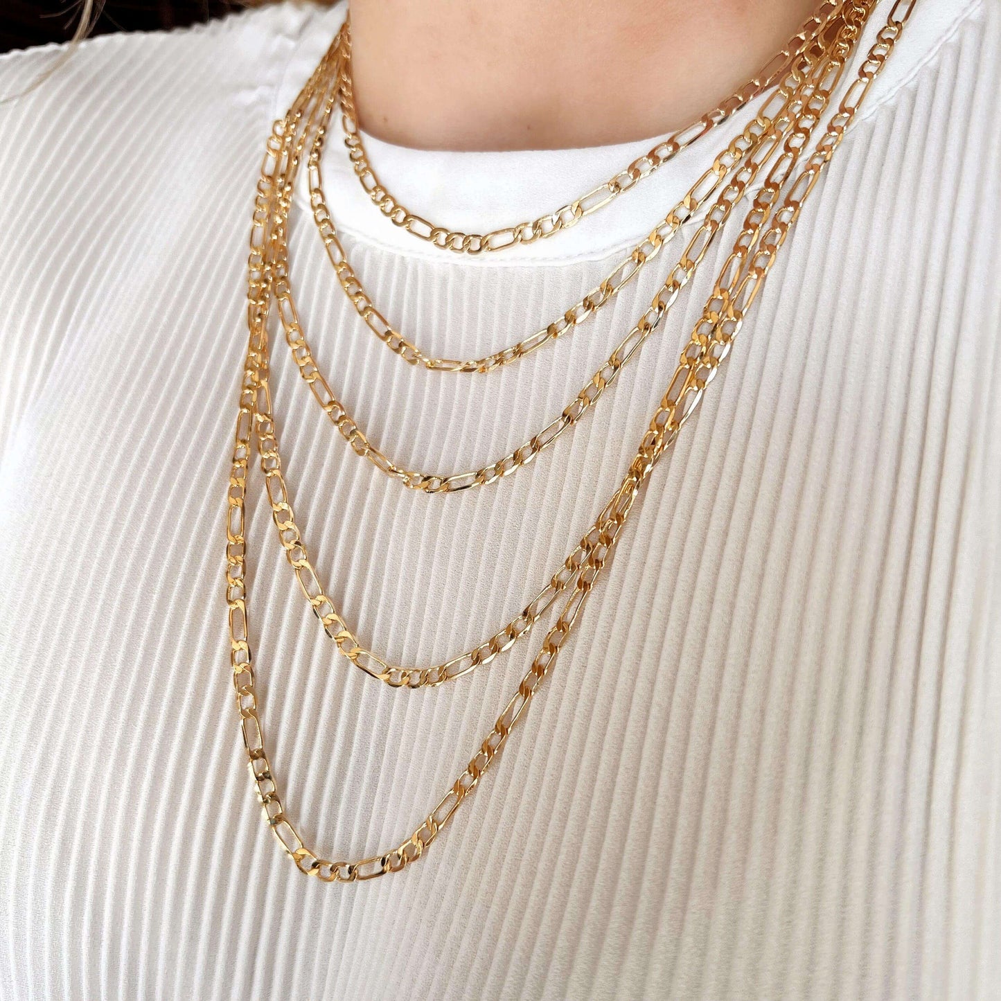 GoldFi 18k Gold Filled Classic Figaro Chain Necklace