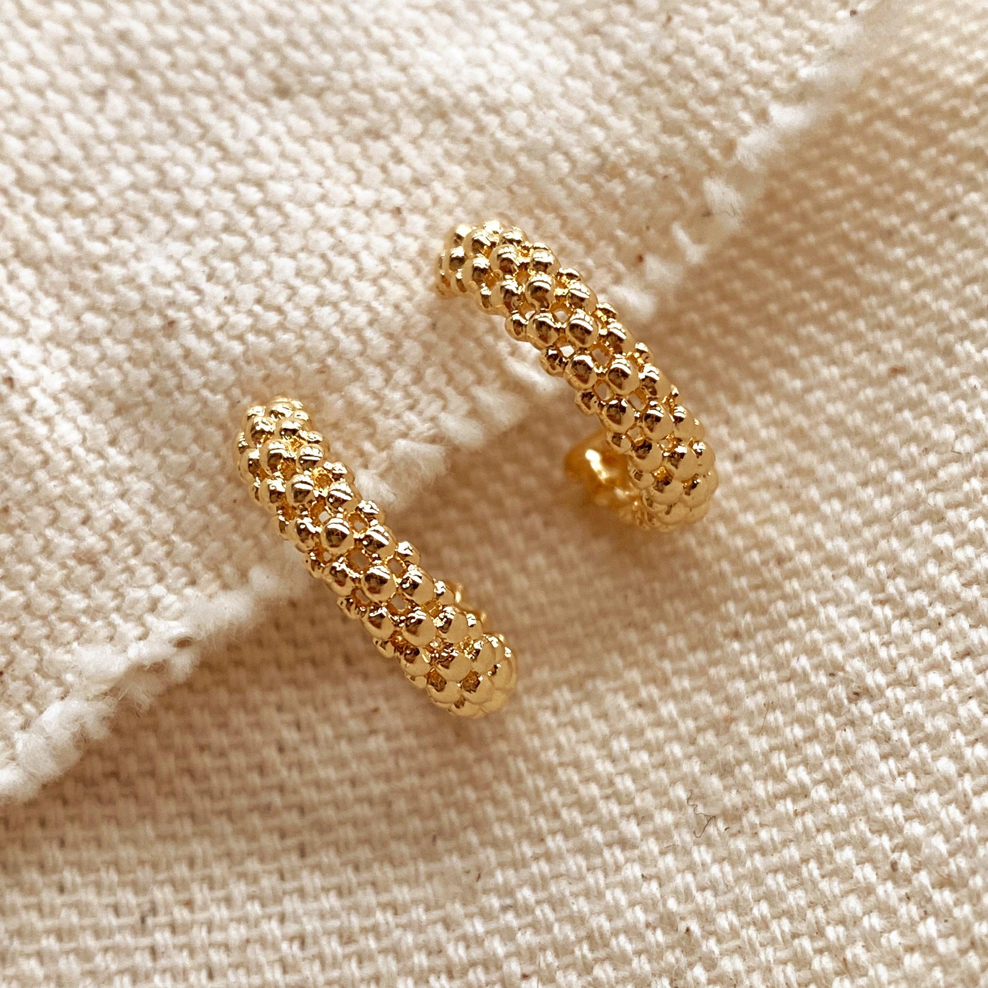 GoldFi 18k Gold Filled Cluster Beads Semi Hoop Earrings