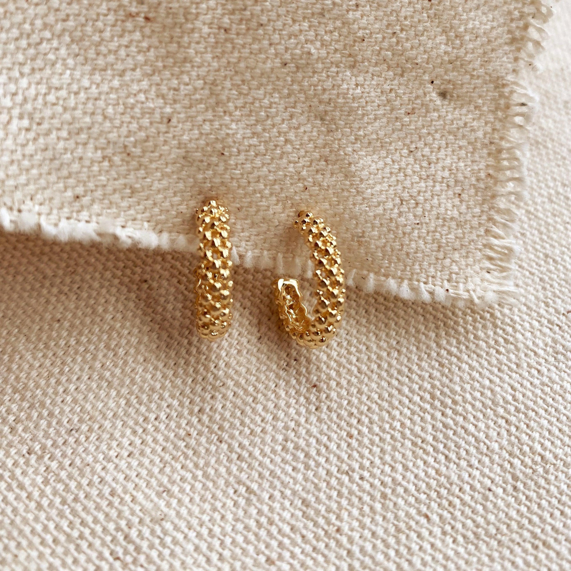 GoldFi 18k Gold Filled Cluster Beads Semi Hoop Earrings
