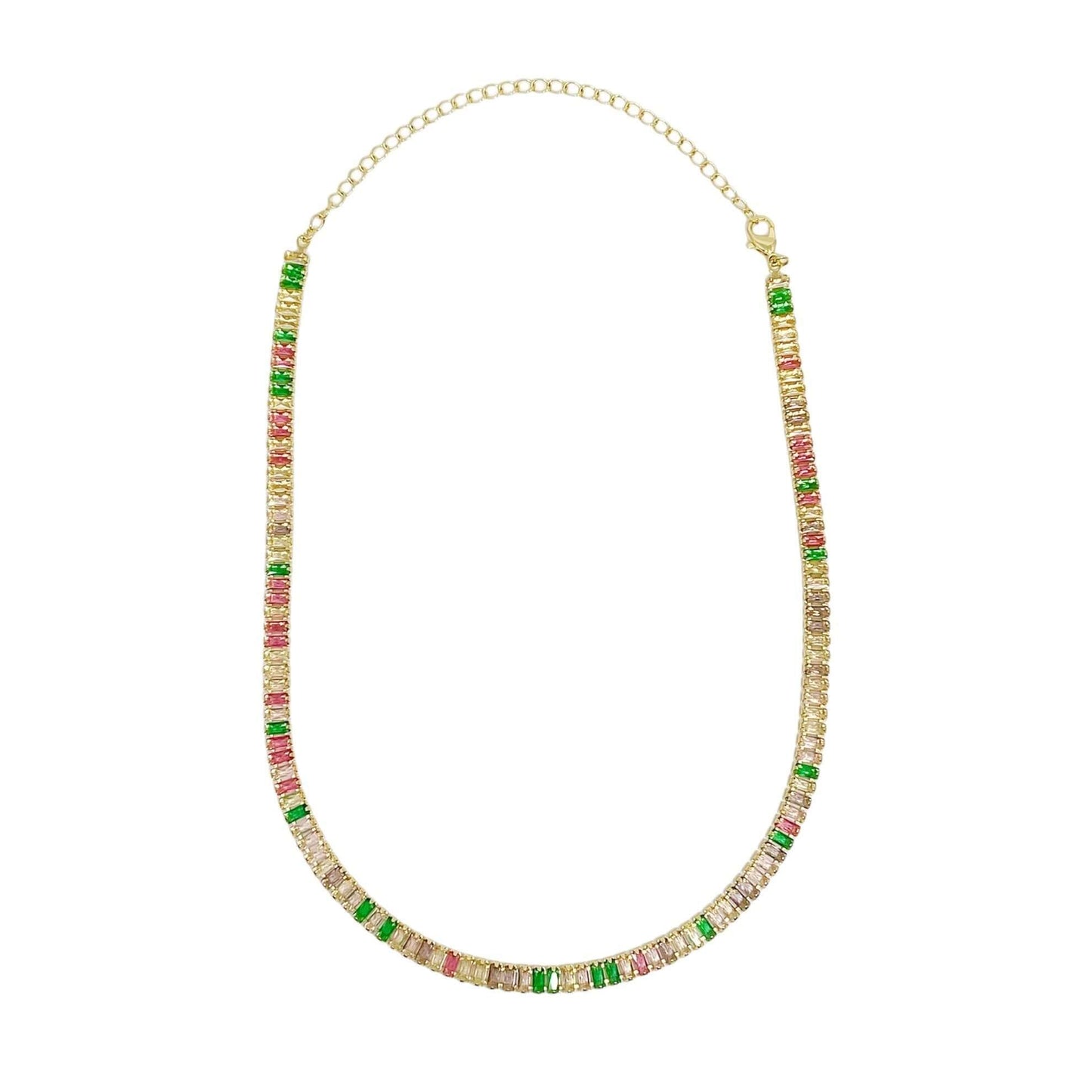 GoldFi 18k Gold Filled Colorful Cubic Zirconia Choker Necklace