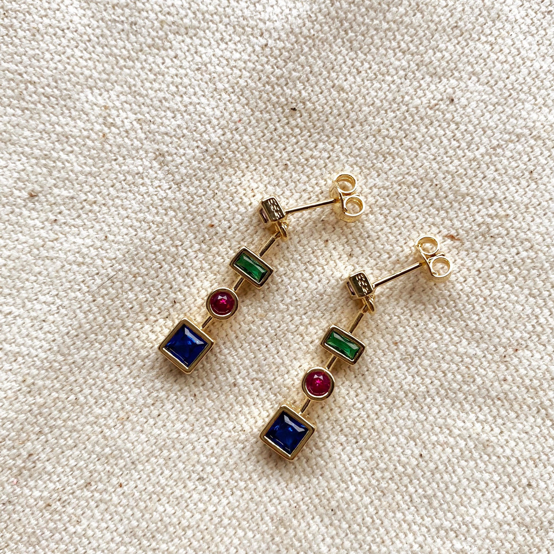 GoldFi 18k Gold Filled Colorful Dangling Shapes Earring