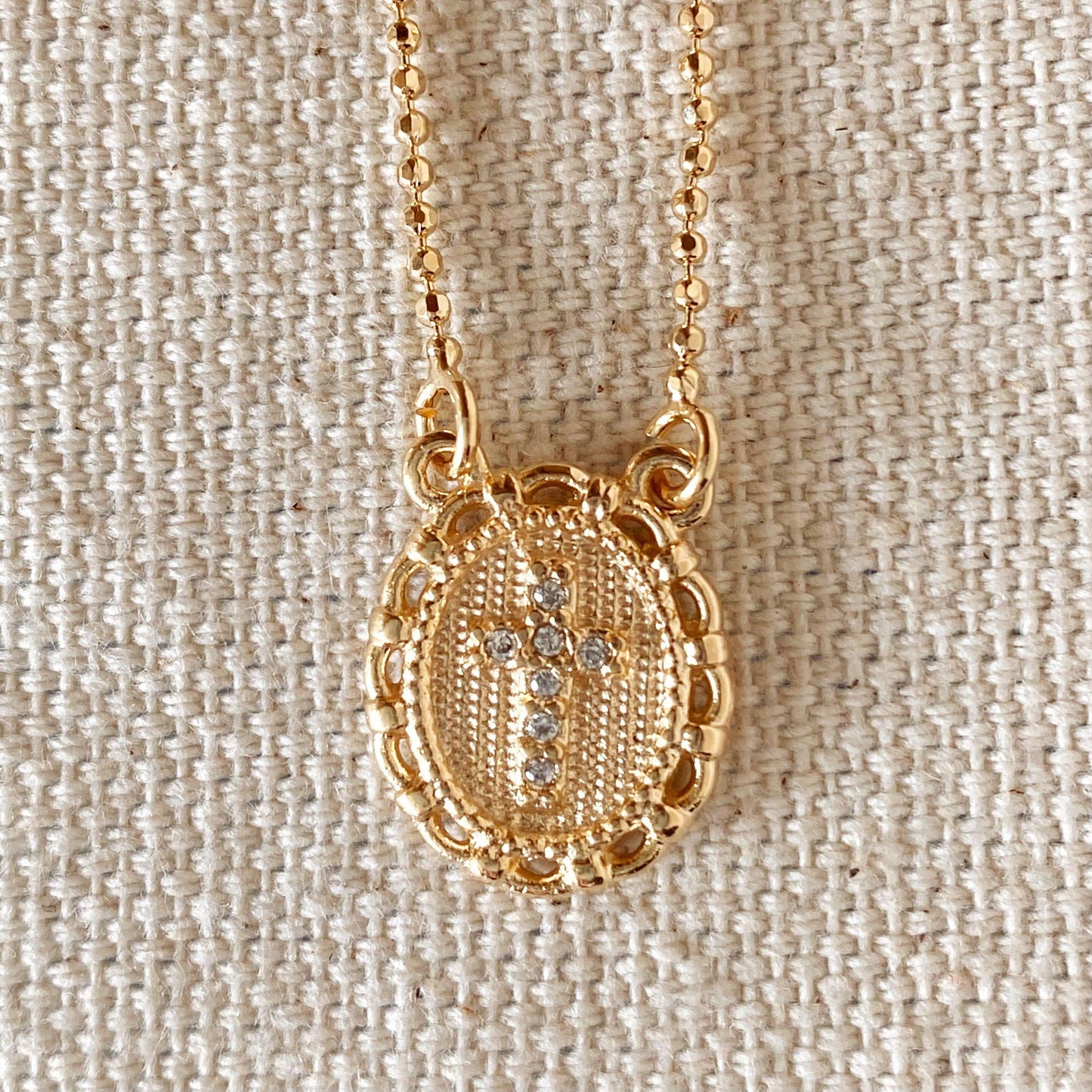 GoldFi 18k Gold Filled Cross Plate Scapular Necklace
