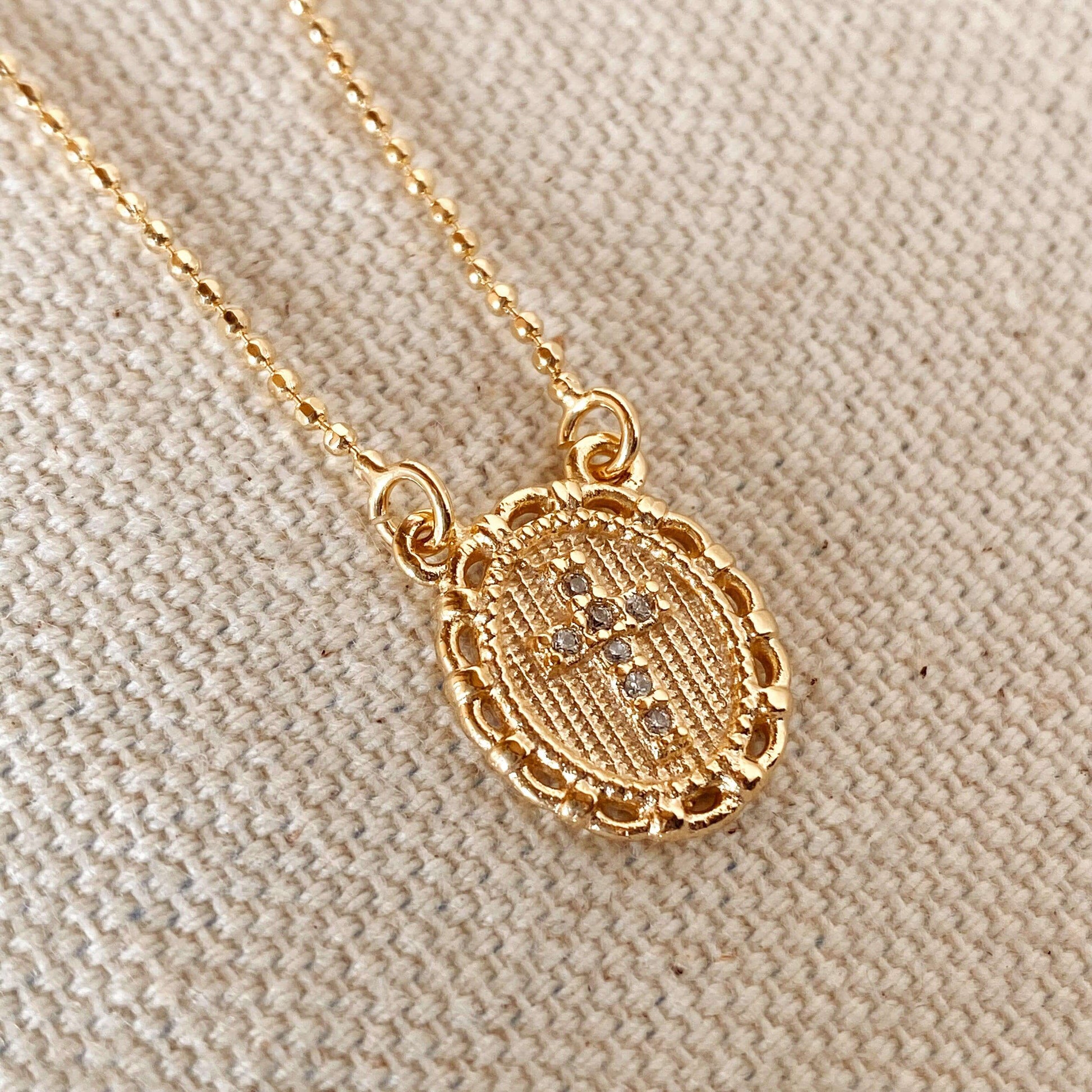 GoldFi 18k Gold Filled Cross Plate Scapular Necklace