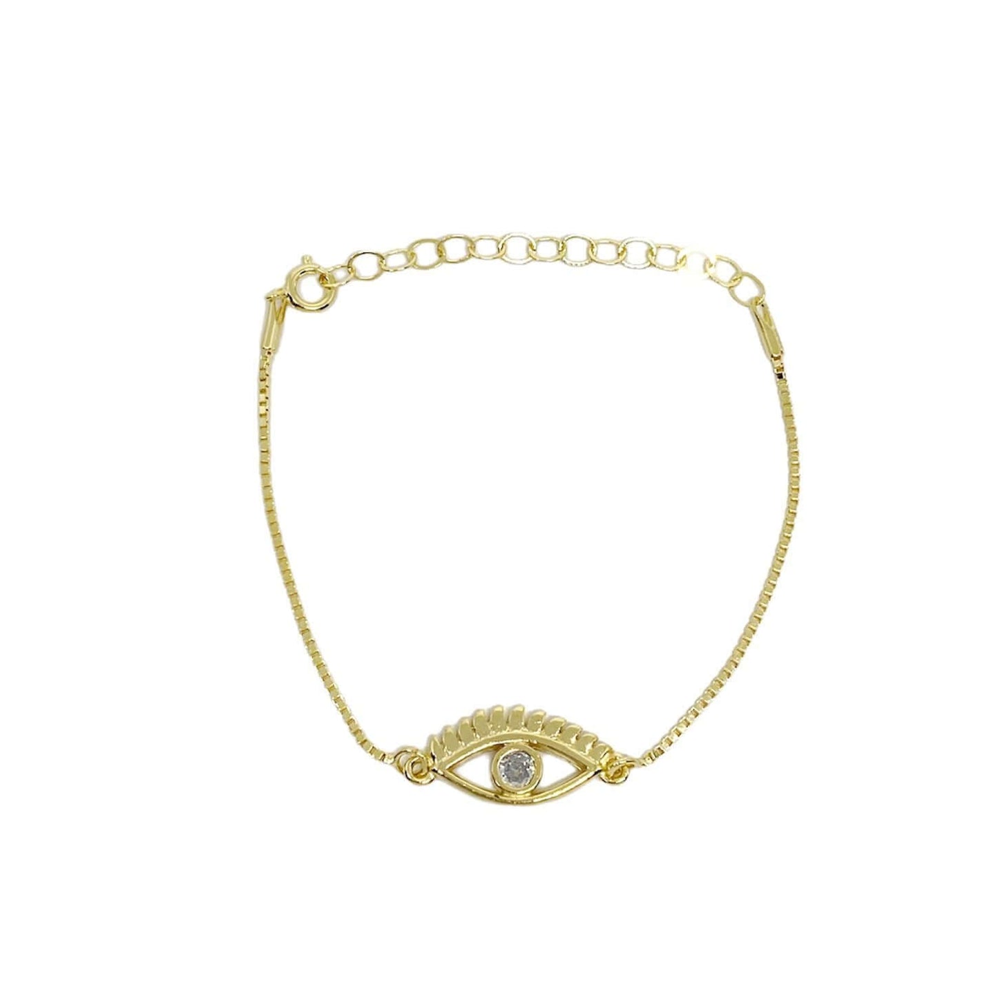 GoldFi 18k Gold Filled Cubic Zirconia Evil Eye Bracelet