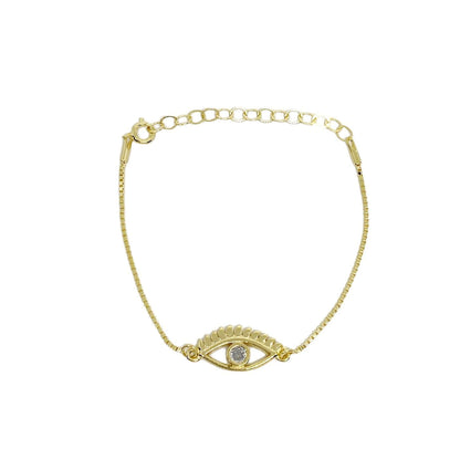 GoldFi 18k Gold Filled Cubic Zirconia Evil Eye Bracelet