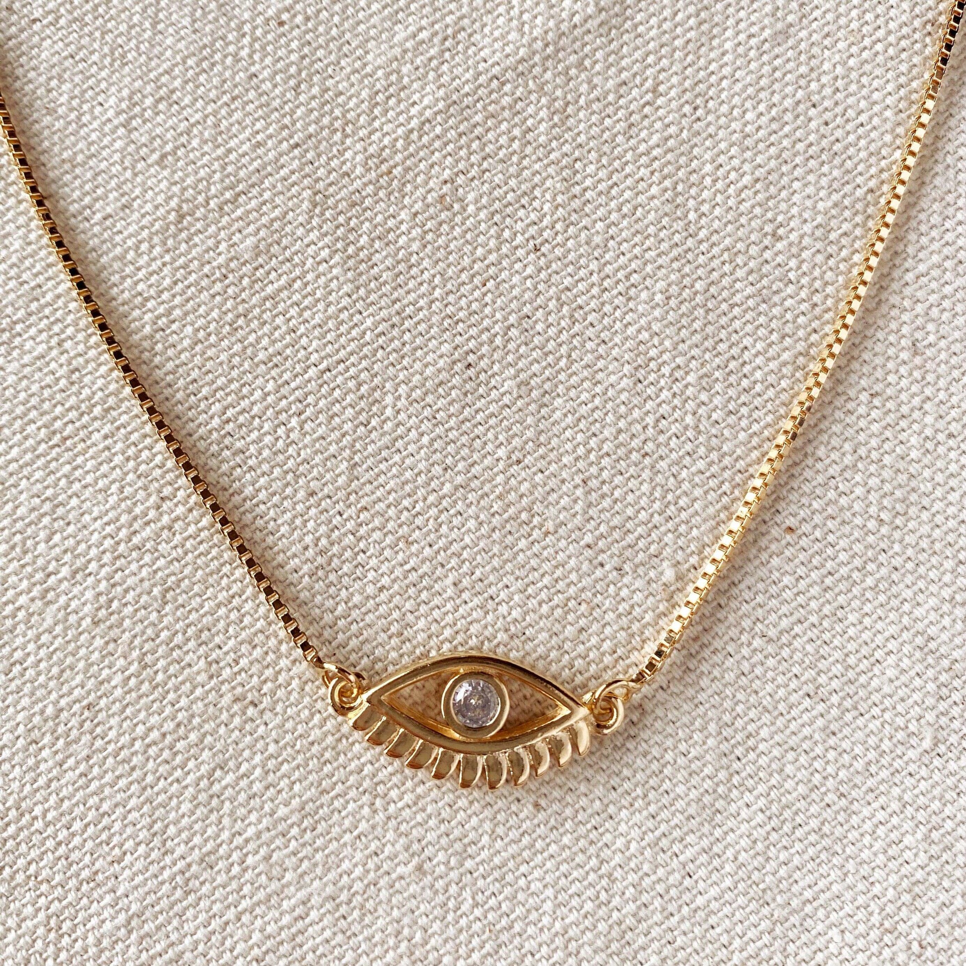 GoldFi 18k Gold Filled Cubic Zirconia Evil Eye Necklace