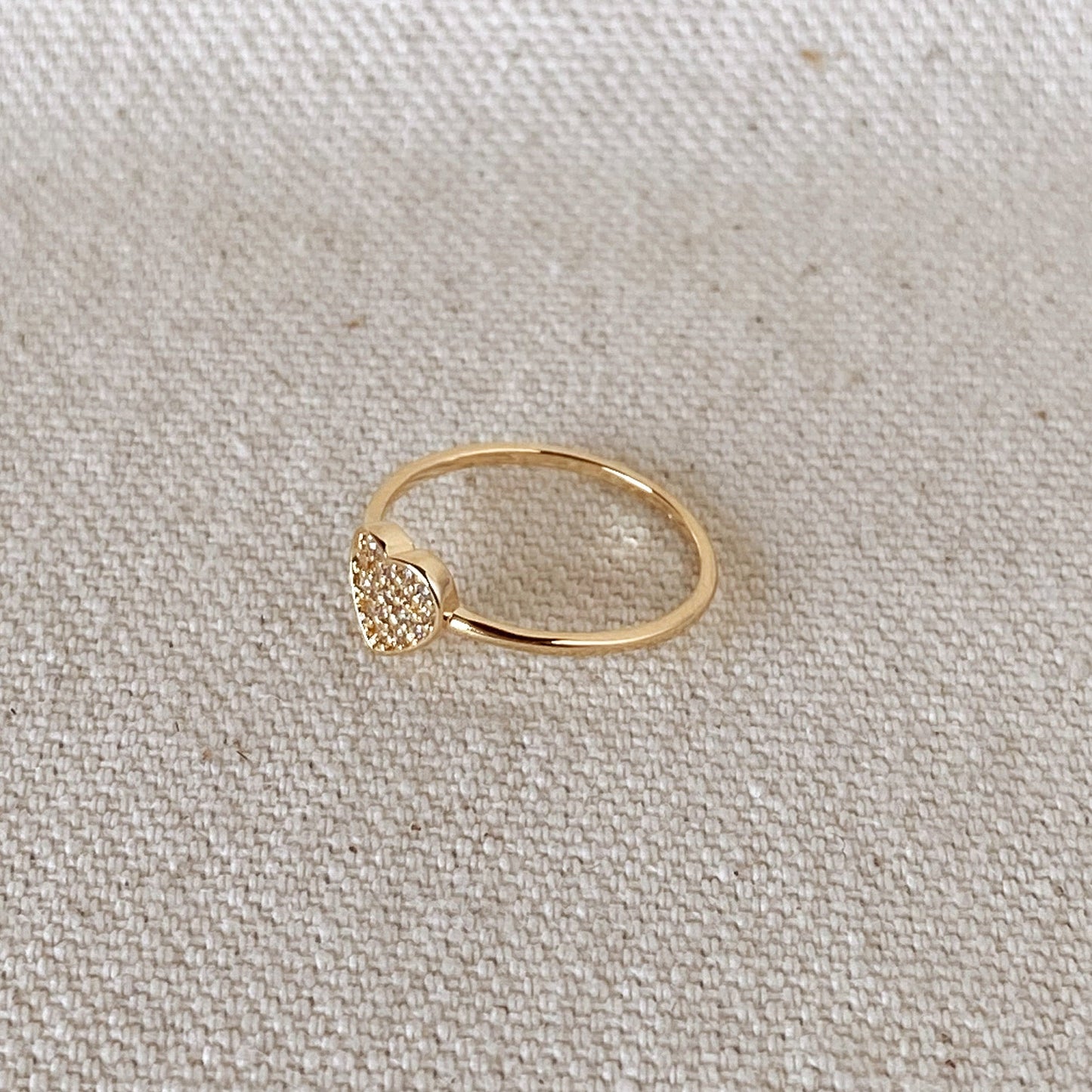 GoldFi 18k Gold Filled Dainty Cubic Zirconia Heart Ring
