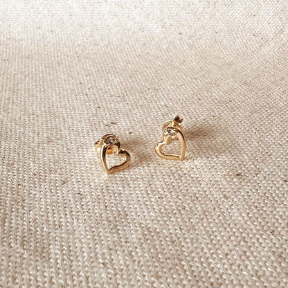 GoldFi 18k Gold Filled Dainty Heart Studs Earrings