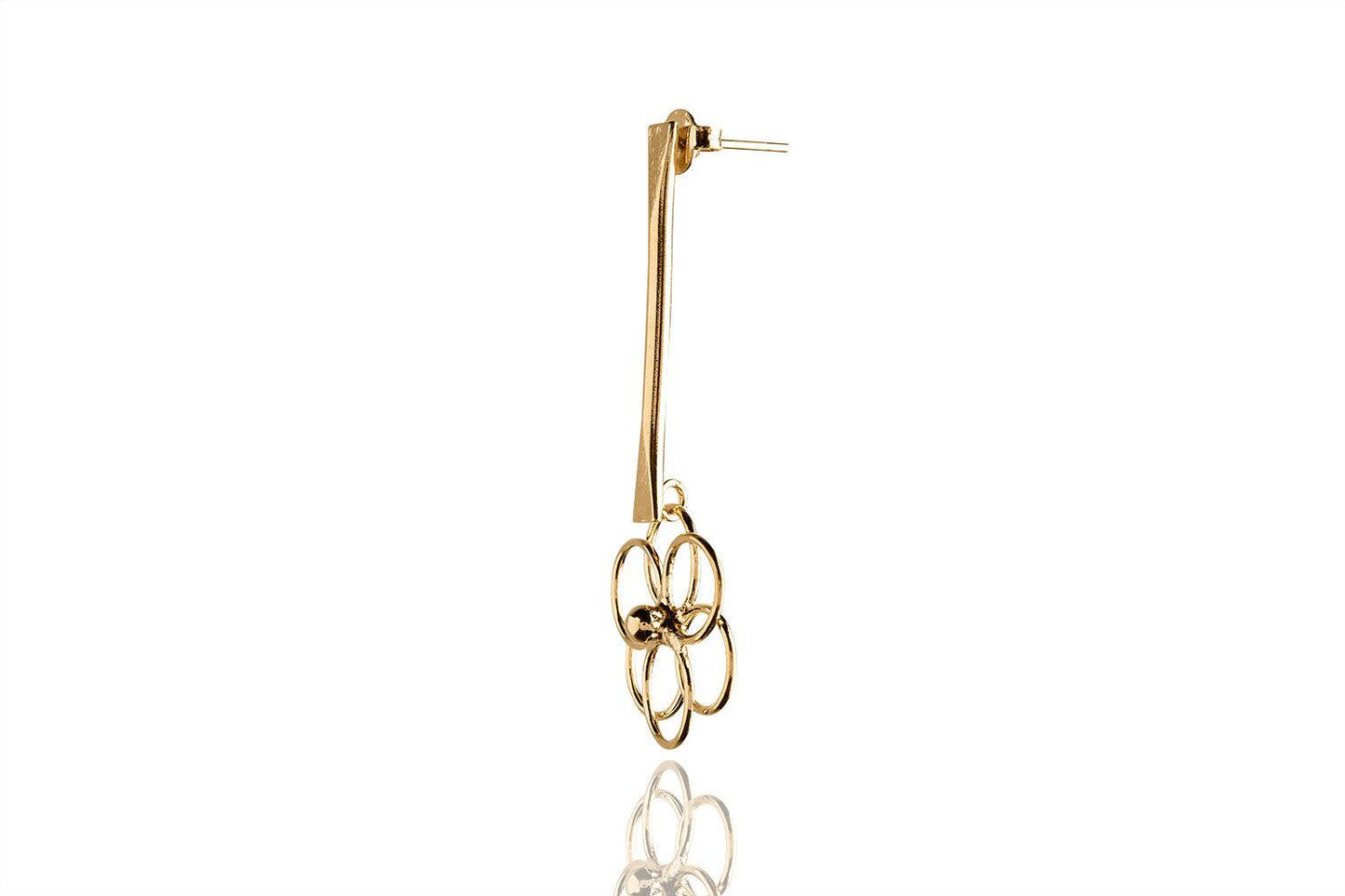 GoldFi 18k Gold Filled Dangling Bar Flower Earrings For