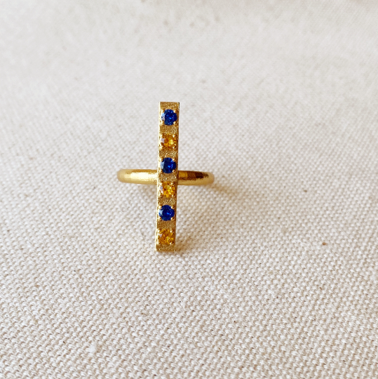 GoldFi 18k Gold Filled Delicate Bar Sapphire And Topaz Cubic Zirconia Set