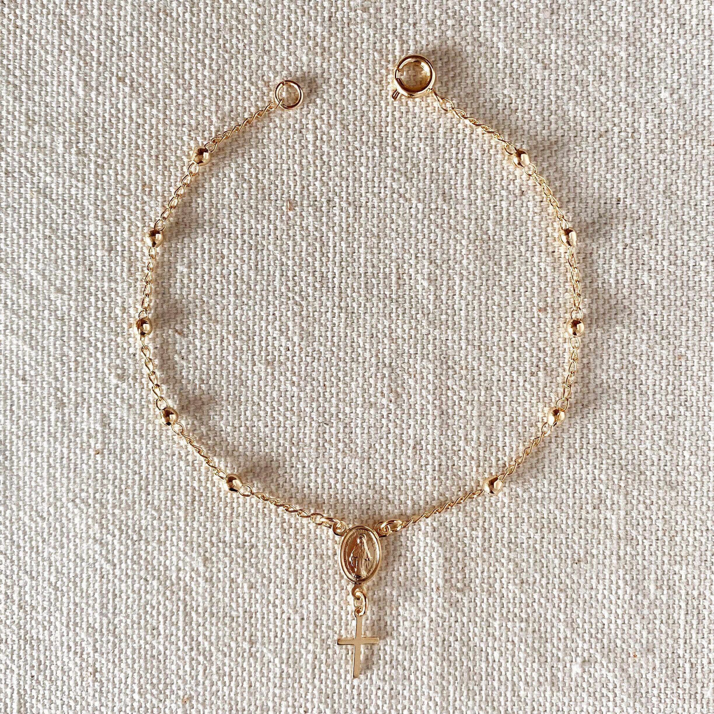 18k Gold Filled Delicate Rosary Bracelet Wholesale Jewelry Catholic ...