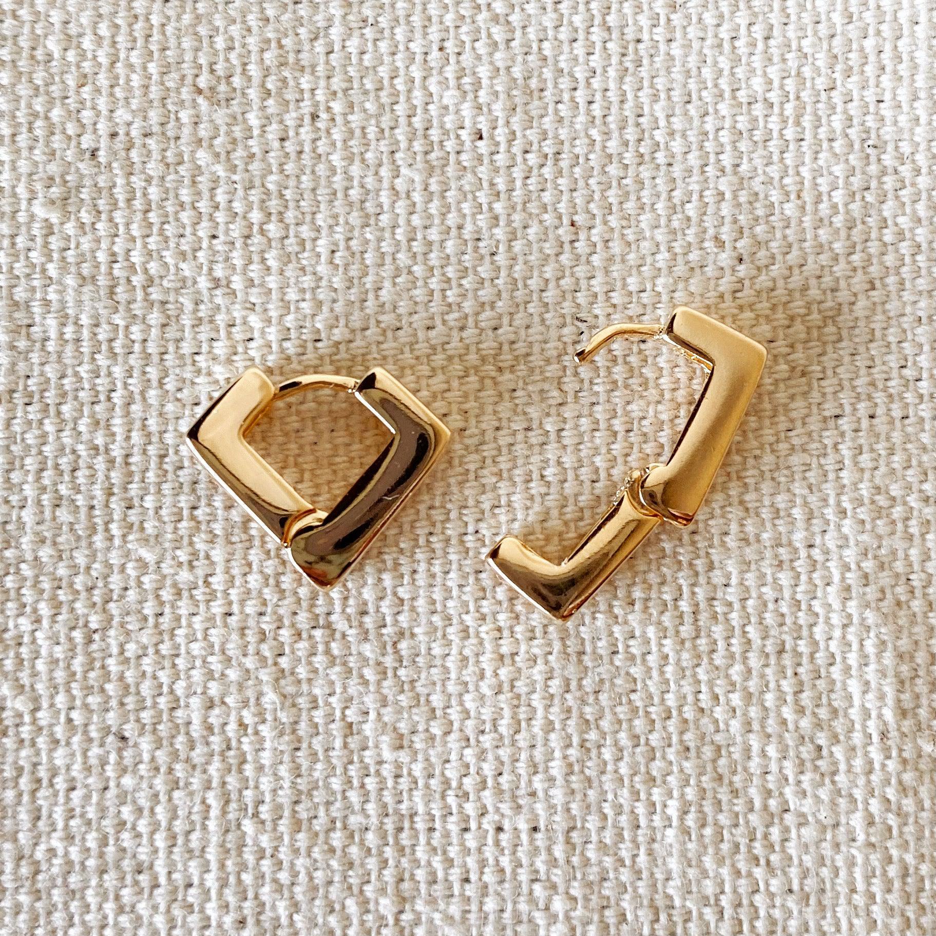 GoldFi 18k Gold Filled Diamond Shaped Clicker Earrings