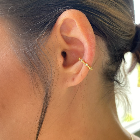 GoldFi 18k Gold Filled Ear Cuff With Bezel Cubic Zirconia