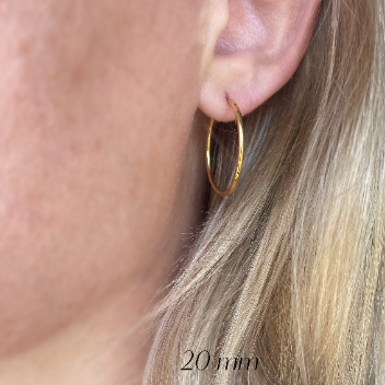 GoldFi 18k Gold Filled Endless Hoop Earrings 20mm, 30mm, 40mm, 50mm, 60mm 70mm