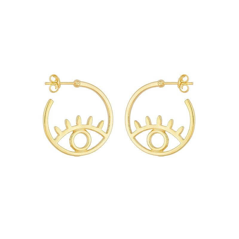 GoldFi 18k Gold Filled Evil Eye Hoop Earrings C Hoops Style