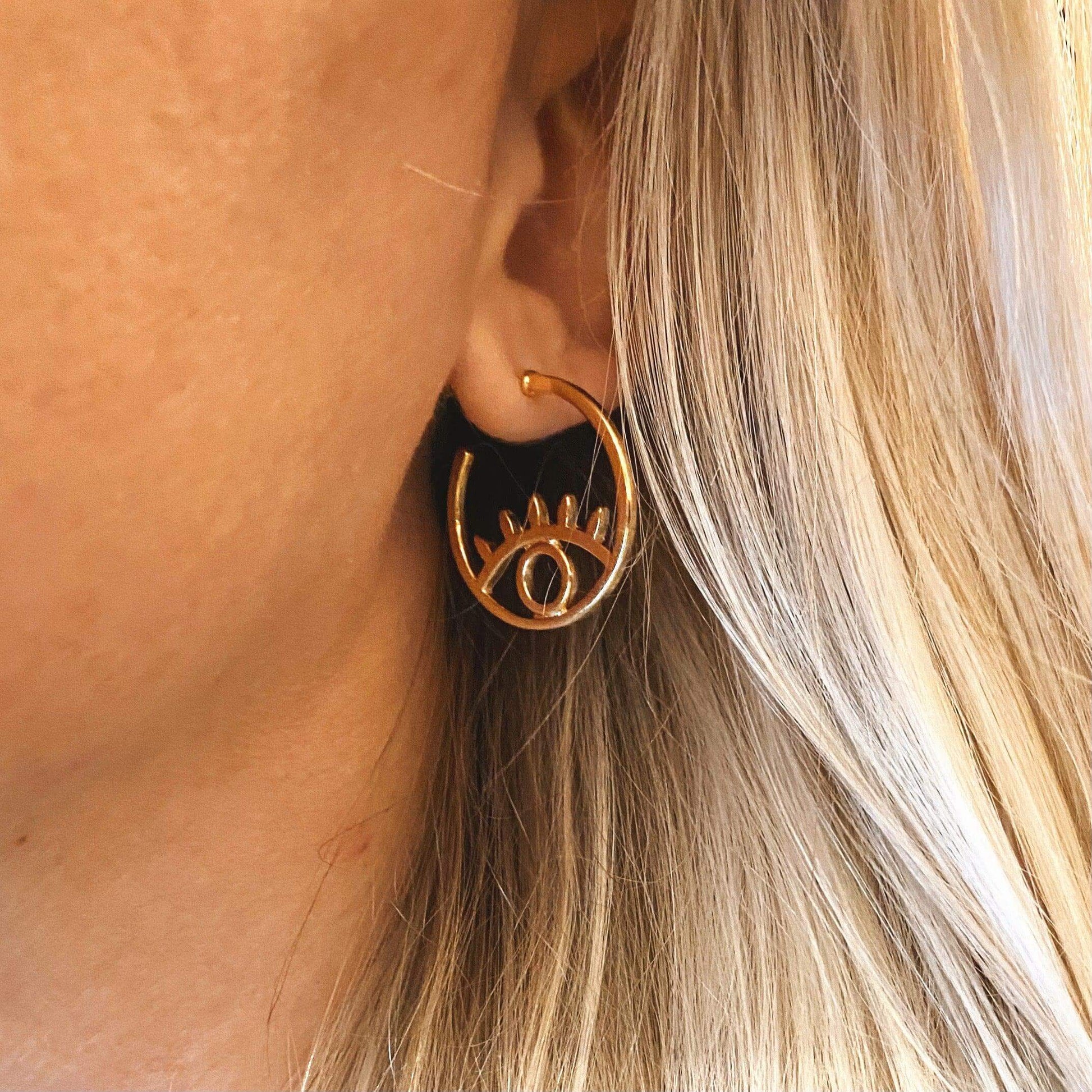 GoldFi 18k Gold Filled Evil Eye Hoop Earrings C Hoops Style