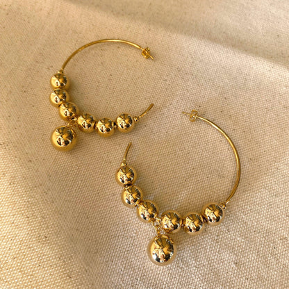 GoldFi 18k Gold Filled Fancy Beaded C Hoop