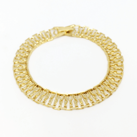 18k Gold Filled Fancy Bracelet Featuring Fold Over Clasp 7" Size Wholesale Jewelry