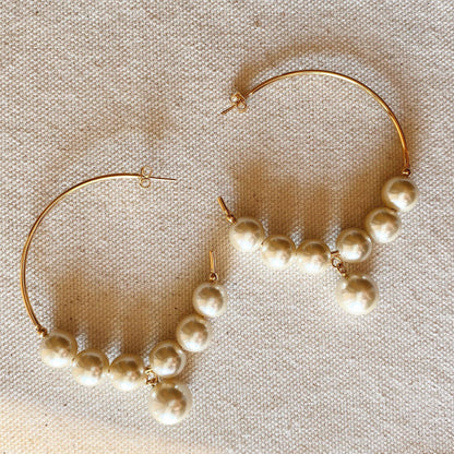 GoldFi 18k Gold Filled Fancy Pearl C Hoop Earrings