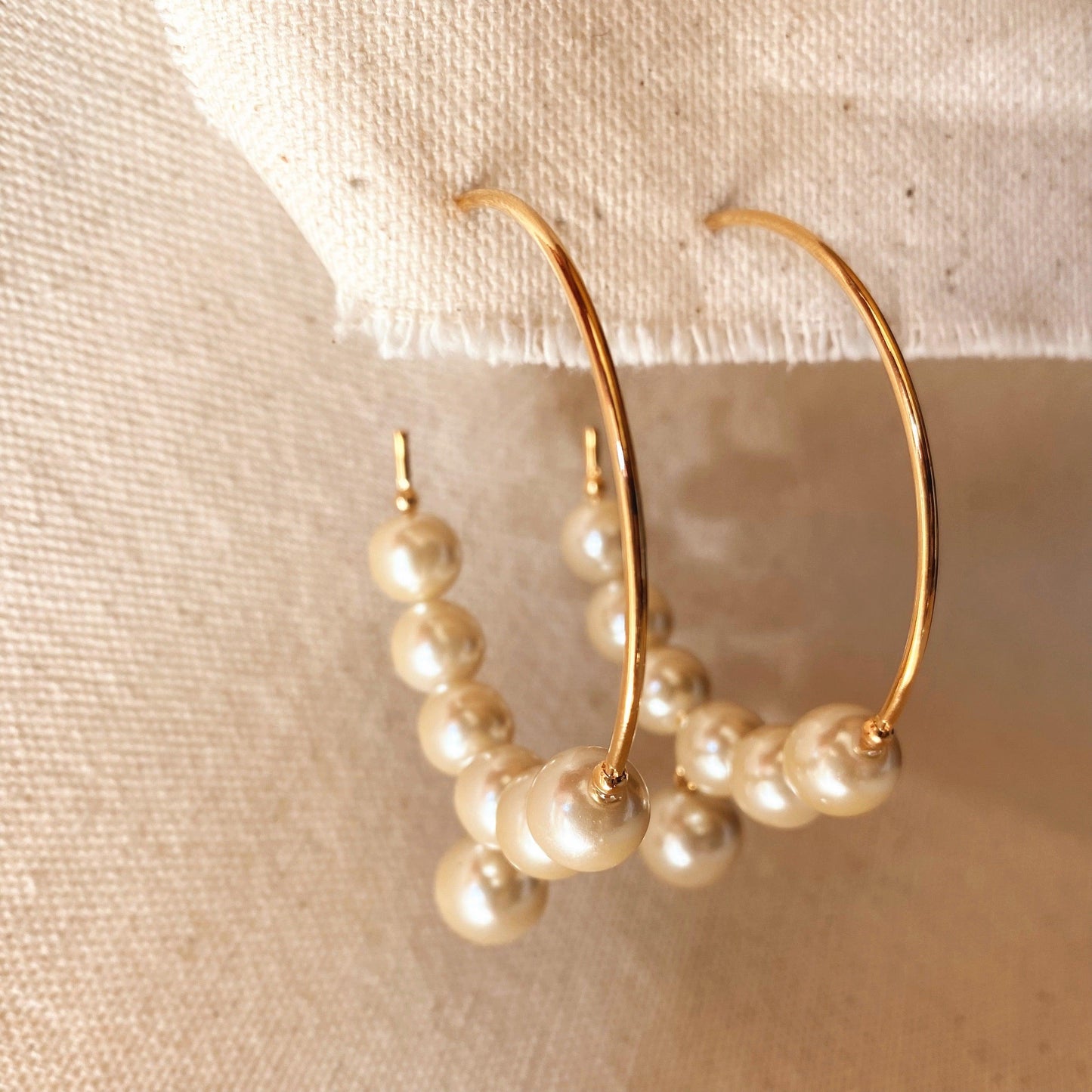 GoldFi 18k Gold Filled Fancy Pearl C Hoop Earrings