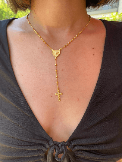 18K Gold Beaded Choker Necklace in Gold | Altar'd State