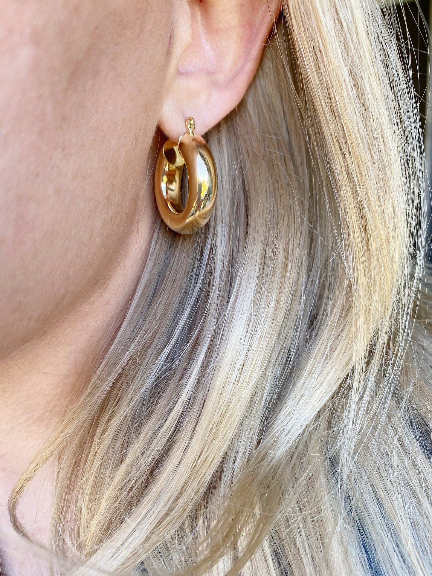 18k Gold Filled Fat Thick Small Hoop Earrings Wholesale Jewelry Supply