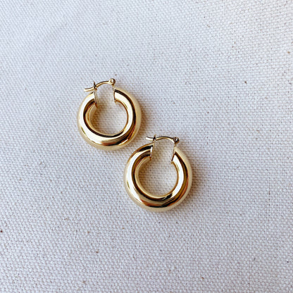 GoldFi 18k Gold Filled Fat Thick Small Hoop Earrings For