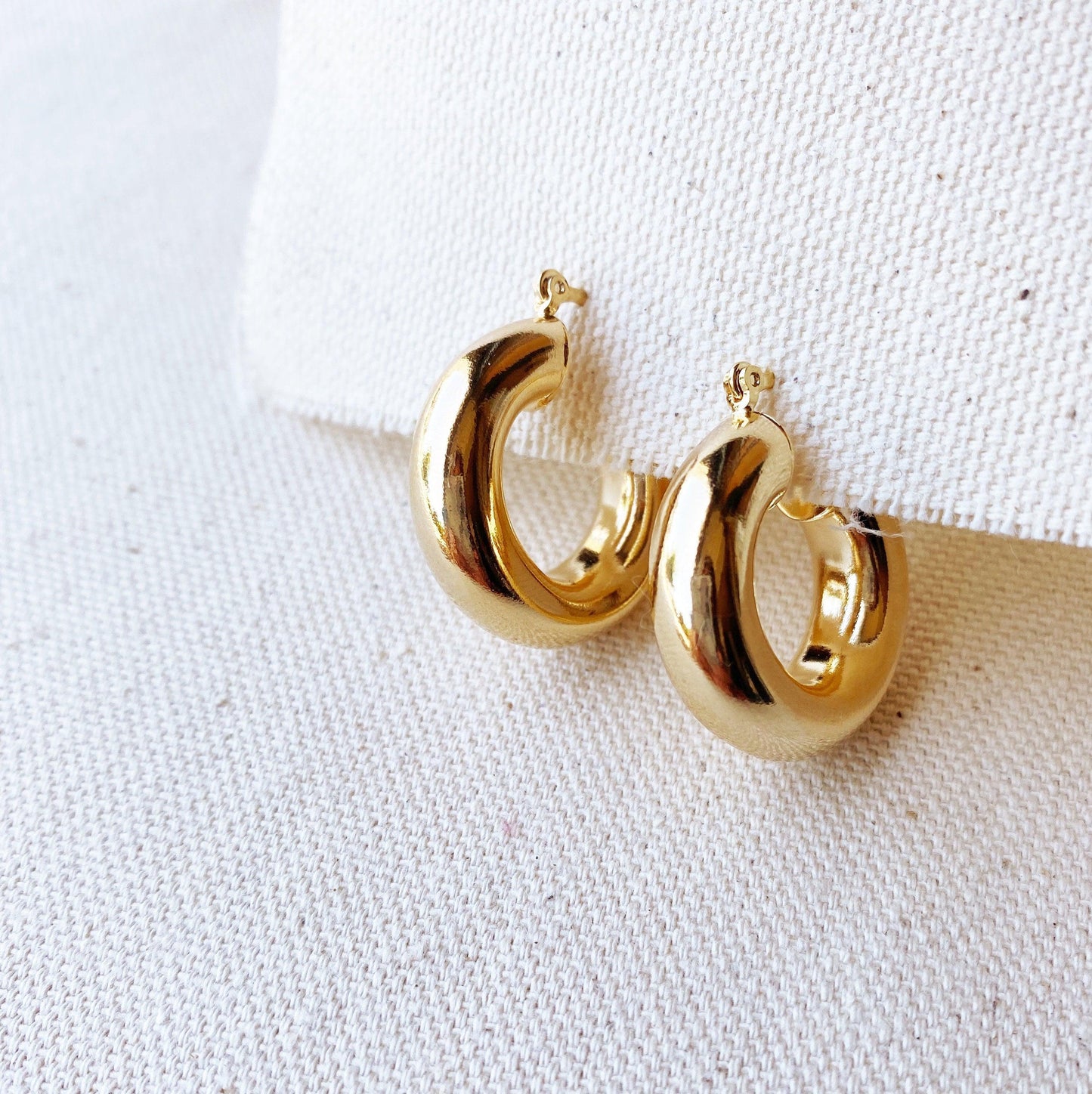 GoldFi 18k Gold Filled Fat Thick Small Hoop Earrings For