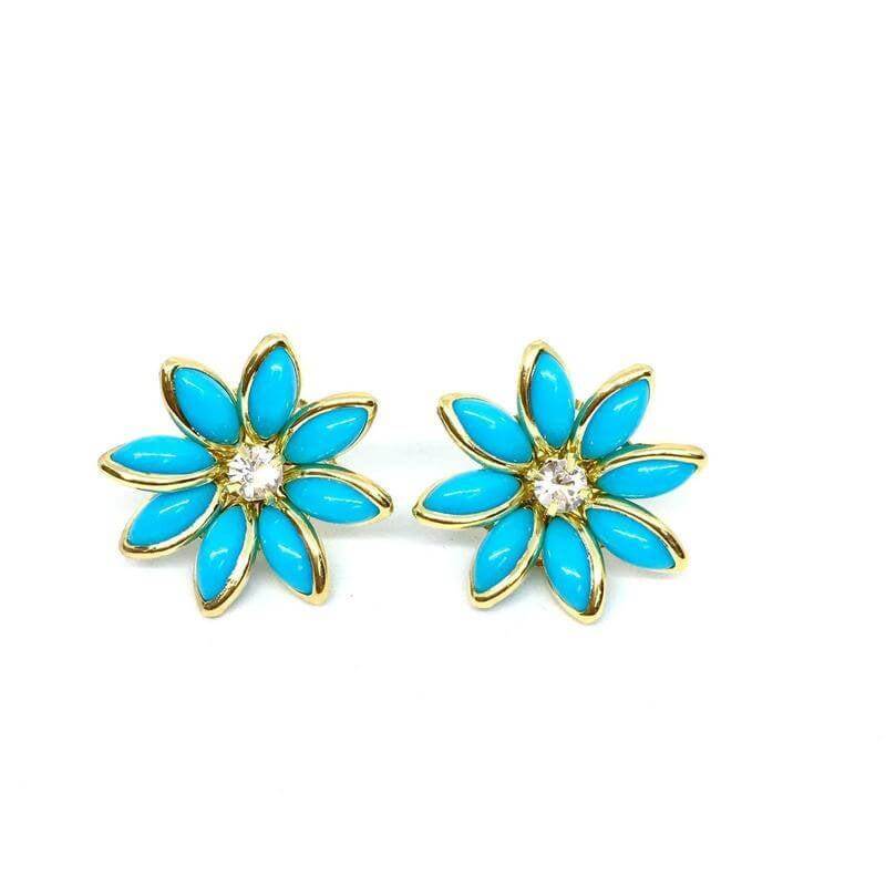 GoldFi 18k Gold Filled Flower Crystal Earrings Pendant Necklace Set