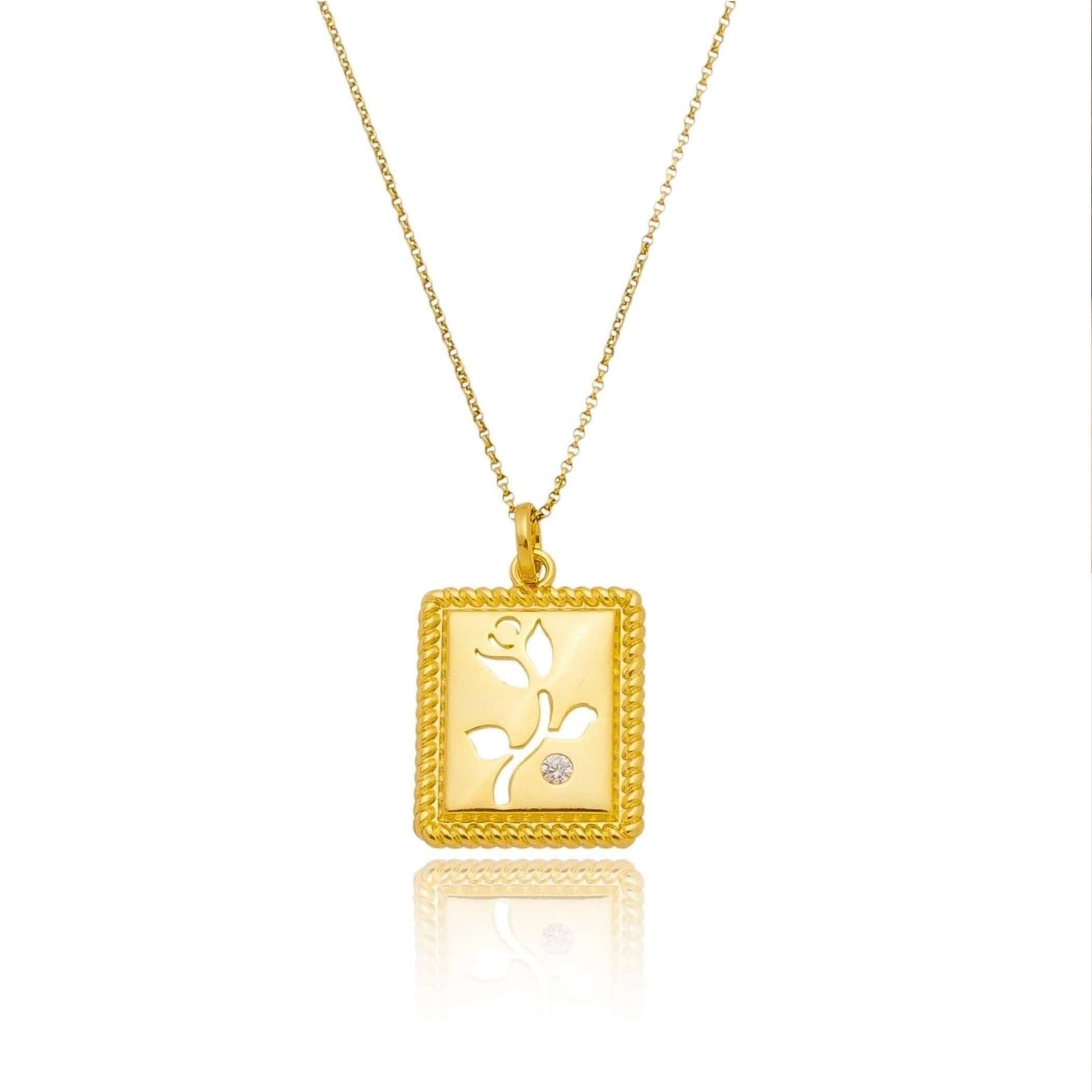 GoldFi 18k Gold Filled Flower Plaque Necklace