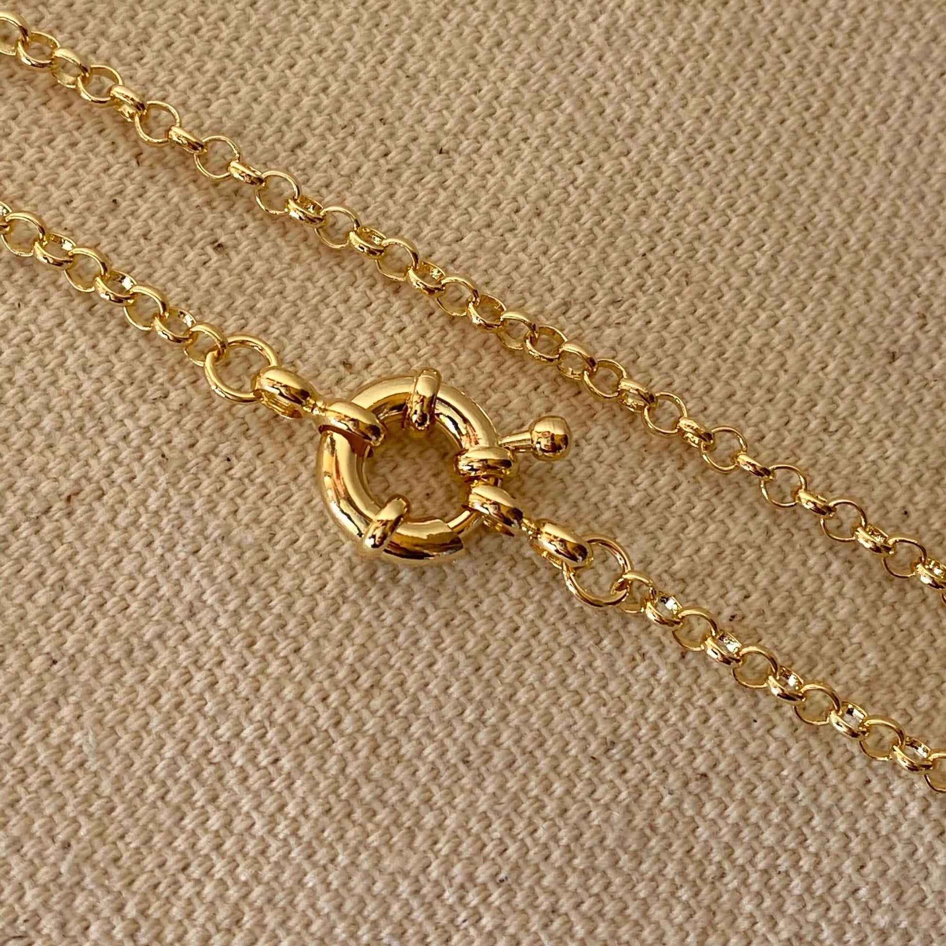 GoldFi 18k Gold Filled Front Clasp Rolo Chain Necklace