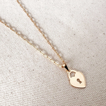 GoldFi 18k Gold Filled Heart Lock Plate Necklace