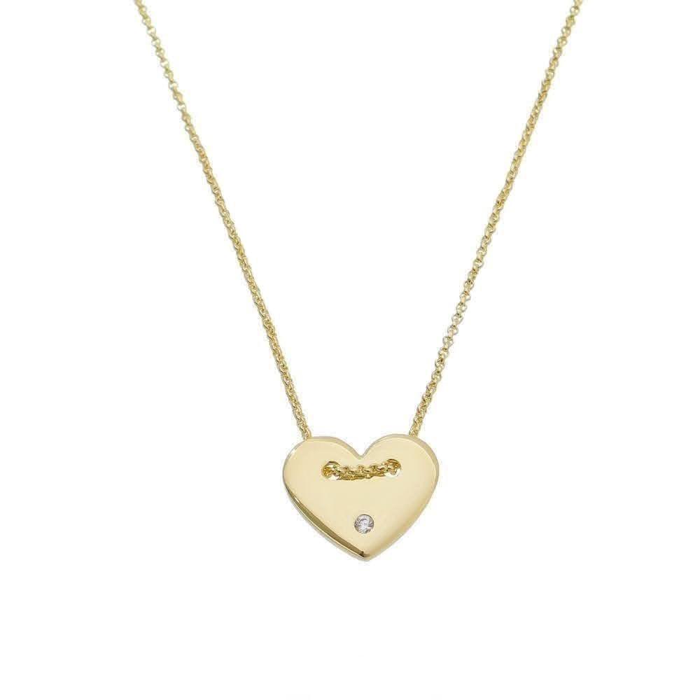 GoldFi 18k Gold Filled Heart Necklace With Cubic Zirconia Detail